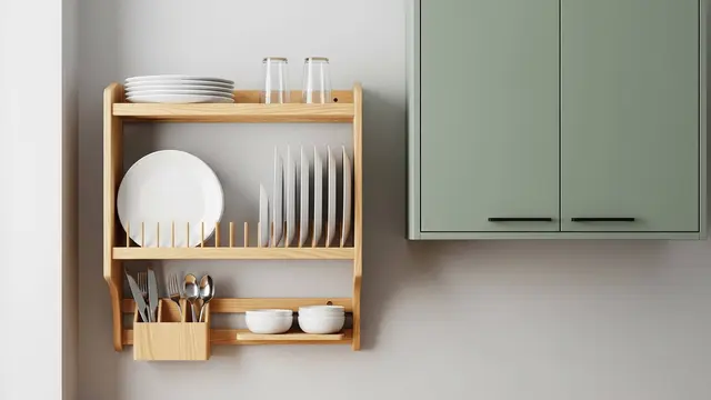 Model Rak Piring dari Kayu Estetik