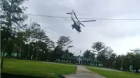 Tiga helikopter siap mengamankan kedatangan Presiden Joko Widodo di Garut. (Liputan6.com/Jayadi Supriadin)
