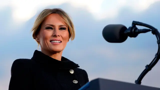 Pidato terakhir Melania Trump sebagai ibu negara AS di pangkalan militer AS. (AFP)