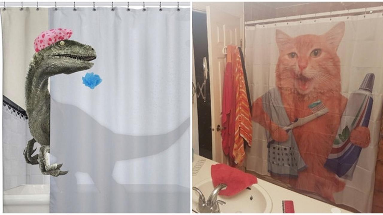 6 Tirai Kamar Mandi Ini Punya Gambar Nyeleneh, Kocak Abis