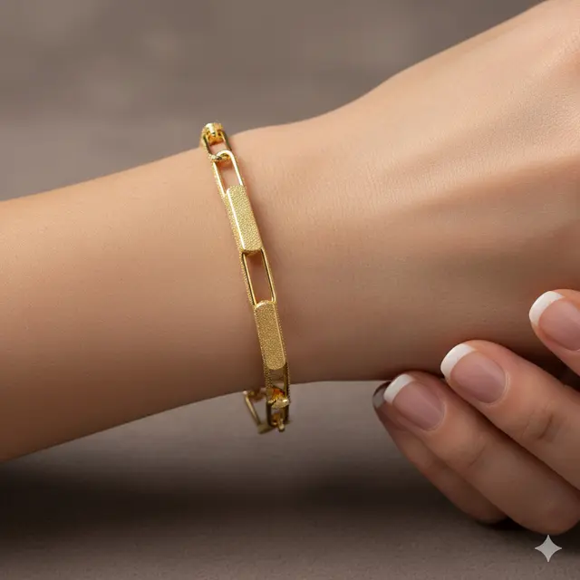Model Gelang Emas Rantai Pasir 24K/Gelang Rantai Paperclip. (Ilustrasi AI)