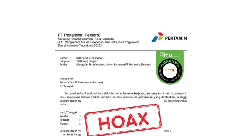 Cek fakta lowongan pertamina