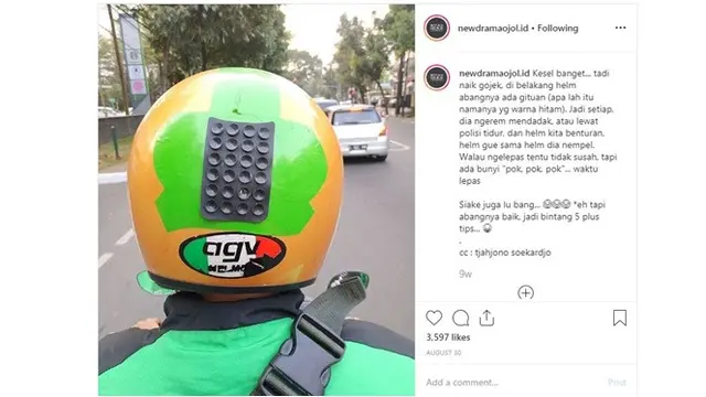 6 Momen Apes saat Pakai Helm Ojek Online Ini Bikin Ngelus Dada