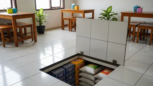 Storage Lantai dengan Tutup (Trapdoor Storage)