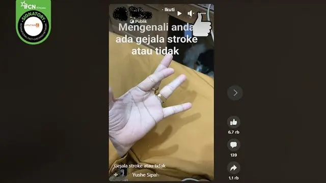 Gambar Tangkapan Layar Klaim Menggerakkan Jari Tangan Bisa Mendeteksi Stroke (sumber: Facebook).