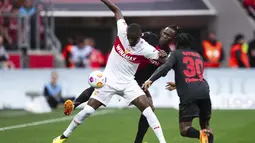 Leverkusen tertinggal 0-2 terlebih dahulu.  (Marius Becker/dpa via AP)