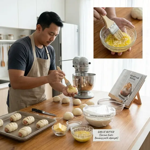 Proses Membentuk dan Menambah Garlic Butter