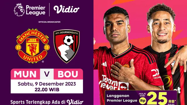 Live Streaming Premier League 23/24 Man United vs Bournemouth di Vidio