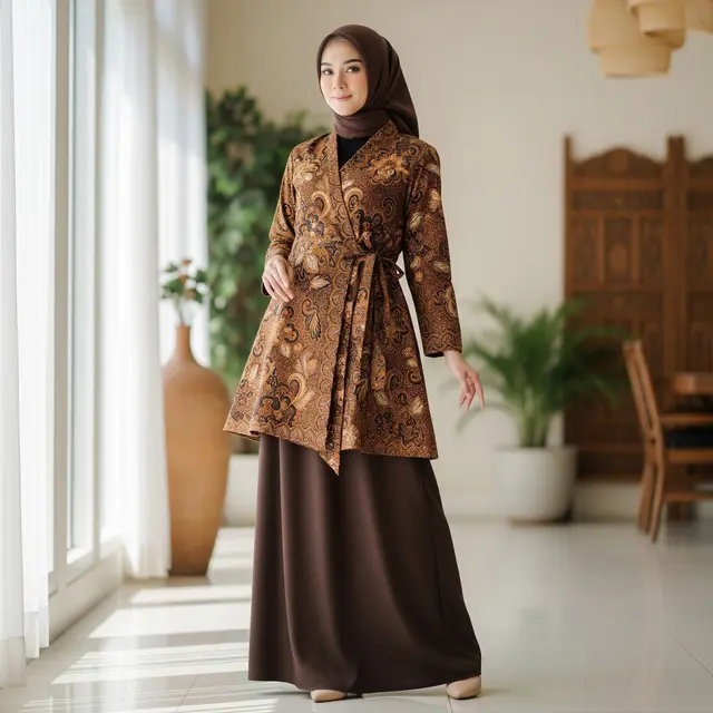 Model Baju Batik Pesta Syar’i untuk Wanita Berhijab