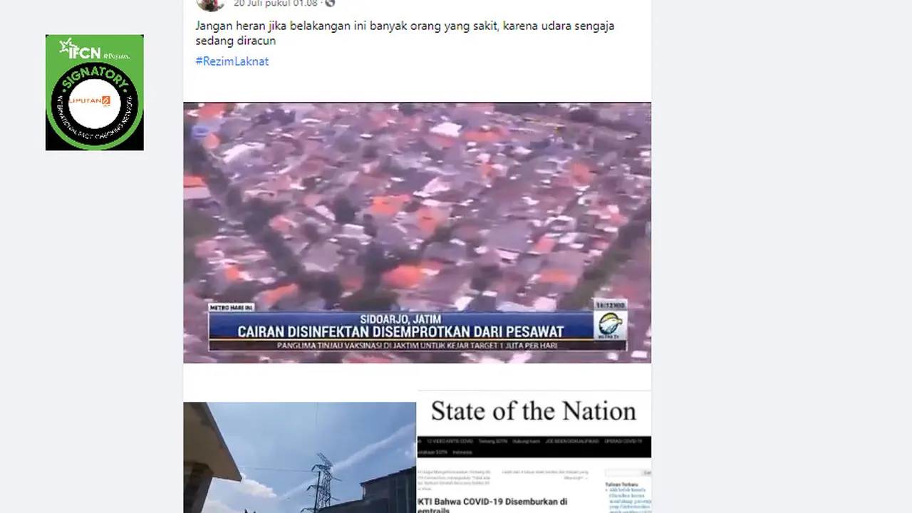 Cek Fakta Liputan6.com menelusuri klaim video penyebaran racun di udara