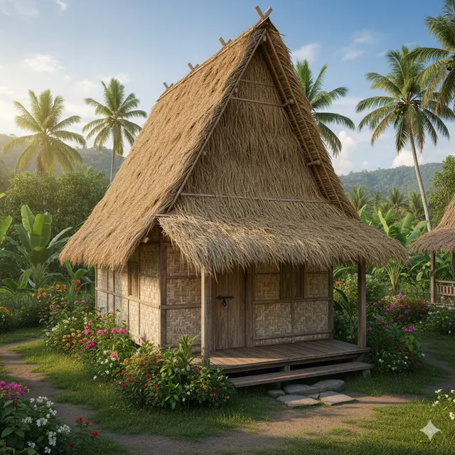 Model Rumah Ukuran Kecil di Lokasi Pedesaan yang Nyaman. Gemini