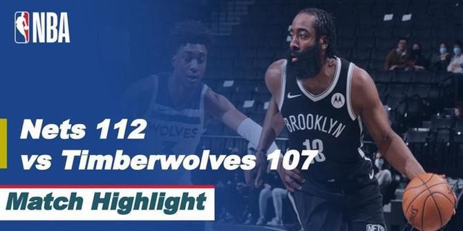 VIDEO: Highlights NBA, Brooklyn Nets Kalahkan Minnesota Timberwolves 112-107, James Harden Cetak Triple-Double