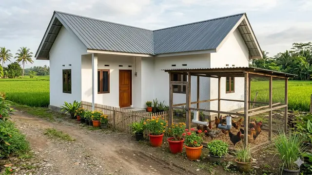 Gambar Rumah Minimalis di Desa Lengkap dengan Kandang Ayam