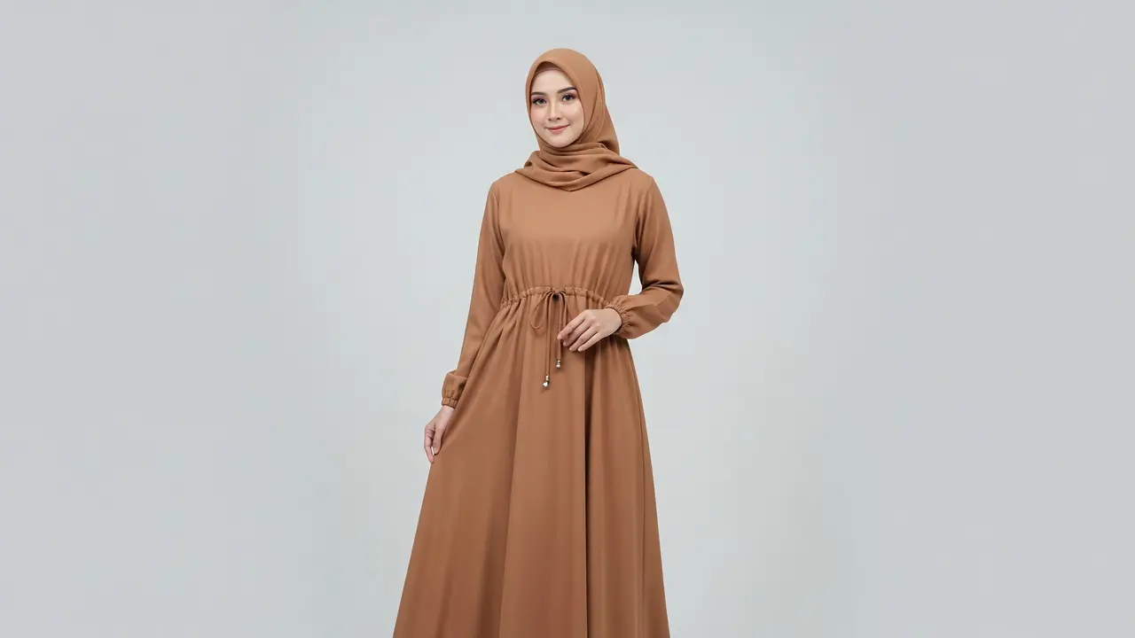 Model Gamis Bahan Toyobo dengan Potongan A-line Santai