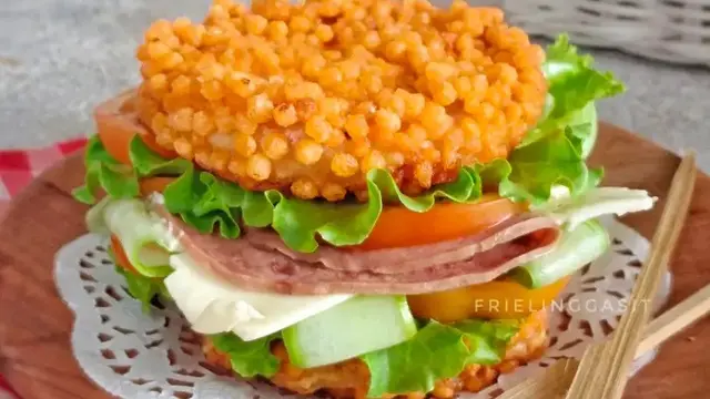 Resep burger ayam bubble crumb. (dok. Cookpad  @frielinggasit)