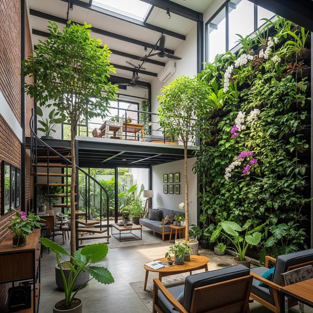 Rumah Kecil Tapi Luas dengan Taman Dalam Rumah dan Pohon Indoor