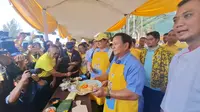 Calon presiden nomor urut 2, Prabowo Subianto menghadiri lomba memasak yang digelar Partai Golkar di Stadion Pakansari, Kabupaten Bogor, Jawa Barat, Sabtu (6/1/2024) (Liputan6.com/Lizsa Egeham)