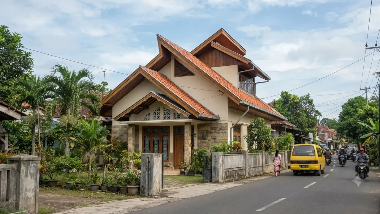 Ide desain Rumah Jengki model atap pelana lipat asimetris