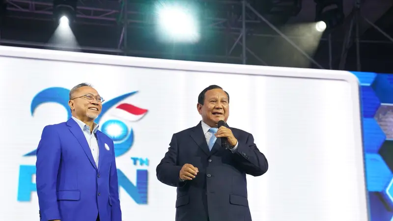 Presiden RI Terpilih Prabowo Subianto saat menghadiri Penutupan Kongres VI PAN yang digelar di Jakarta, Sabtu 24 Agustus 2024.