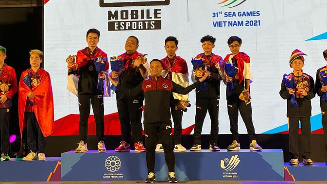 <p>Timnas PUBG Mobile Indonesia sukses menyabet medali Emas untuk kategori skuad di SEA Games 2021. (Dco: PBESI)</p>