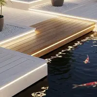 Kolam Ikan Minimalis dengan Lampu Taman yang Hangat (Image by Gemini AI)