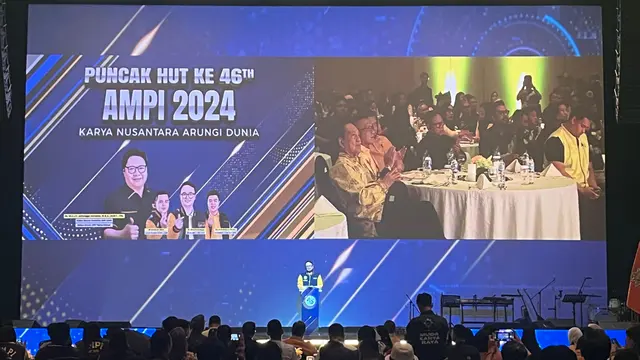 Puncak HUT Ke-46 AMPI di Djakarta Theatre, Jalan MH Thamrin, Jakarta Pusat, Jumat (2/8/2024).