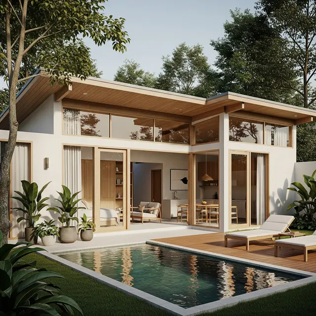 Model Rumah Sederhana tapi Mewah dengan Kolam Kecil