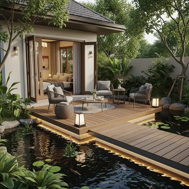 Model Rumah Kecil Tapi Mewah dengan Taman Bernuansa Resort (Image by Gemini AI)