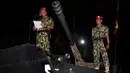 Komandan Korps Marinir (Dankormar) Mayjen TNI (Mar) Bambang Suswantono memberikan sambutan pada upacara penyematan baret ungu di Pantai Nganteb, Malang Selatan, Jawa Timur, Kamis (12/4). (Liputan6.com/Pool/Marinir TNI-AL)