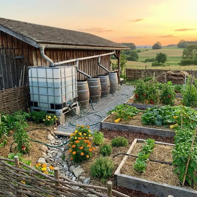 Desain Kebun Sayur dengan Penampungan Air Hujan