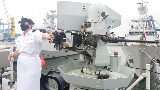 <p>Senjata di Kapal Perang HMSC milik Kanada. Dok: Tommy Kurnia/Liputan6.com</p>