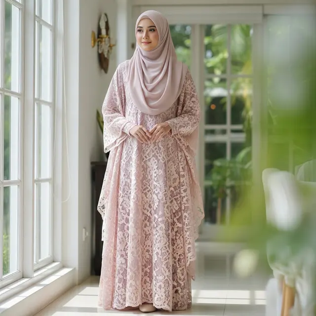 9 Model Gamis Brokat Cantik, Tampil Anggun dan Modern di Setiap Acara