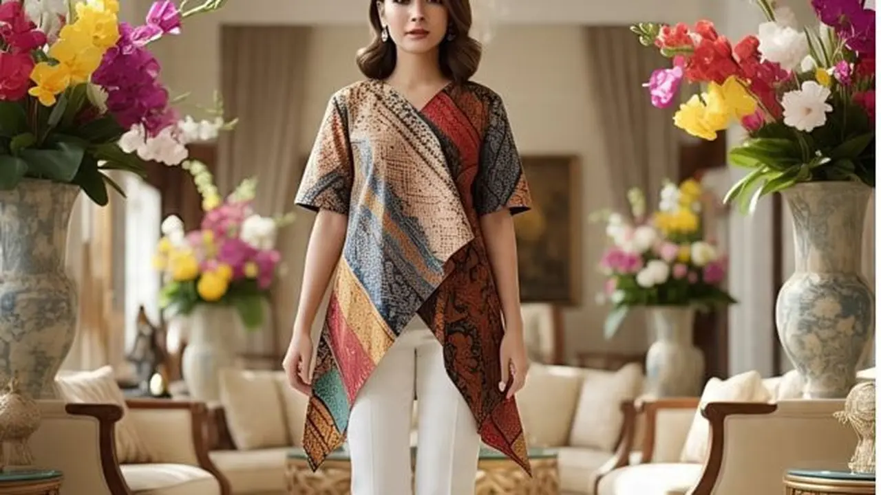 Ilustrasi Batik 2025 dengan Bordir Asimetris (Sumber Gambar: Meta AI)