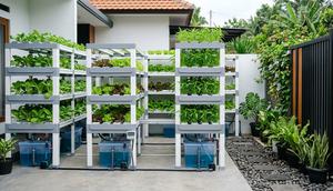 Ide Kebun Hidroponik di Halaman Belakang dengan Sistem Sirkulasi Otomatis.