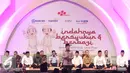 Wapres Jusuf Kalla memberikan sambutan saat acara 'Indahnya Bersyukur dan Berbagi Bersama Anak Yatim Piatu' di Jakarta, Kamis (23/6). Himpunan Bank-bank Milik Negara mengundang 3.500 anak yatim piatu di acara tersebut. (Liputan6.com/ Immanuel Antonius)
