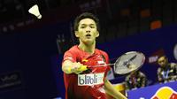 Tunggal putra Indonesia Jonatan Christie sumbang poin kedua di perempat final Piala Sudirman 2015 melawan Taiwan (Humas PP PBSI)