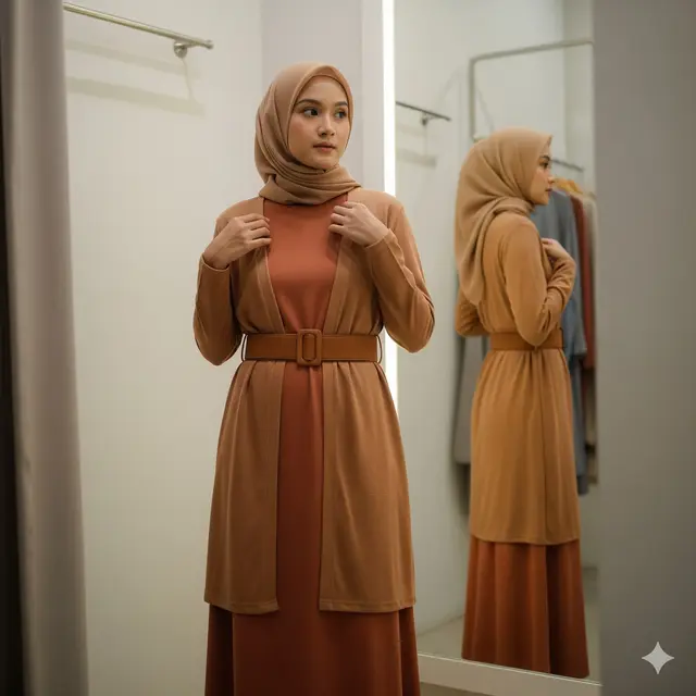 Midi Dress Cardigan Style yang Berdimensi