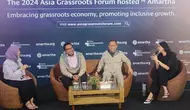 Konferensi pers untuk acara The 2024 Asia Grassroots Forum membahas tentang Pentingnya Penguatan Permodalan dan Literasi Keuangan Sektor UMKM yang Kini 64 Persen Dikelola oleh Perempuan.&nbsp; (Liputan6.com/Henry)