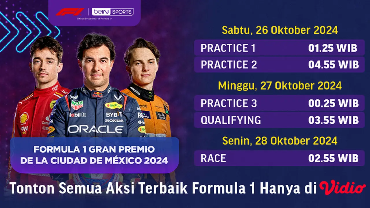 Jadwal Formula 1 Mexico Grand Prix 2024 di Vidio