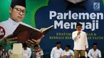 Ketua Umum PKB Muhaimin Iskandar memberikan sambutan pada acara Parlemen Mengaji di Masjid Baiturrahman, Kompleks Parlemen Senayan, Jakarta, Selasa (29/5). Kegiatan ini digelar Fraksi PKB. (Liputan6.com/Johan Tallo)