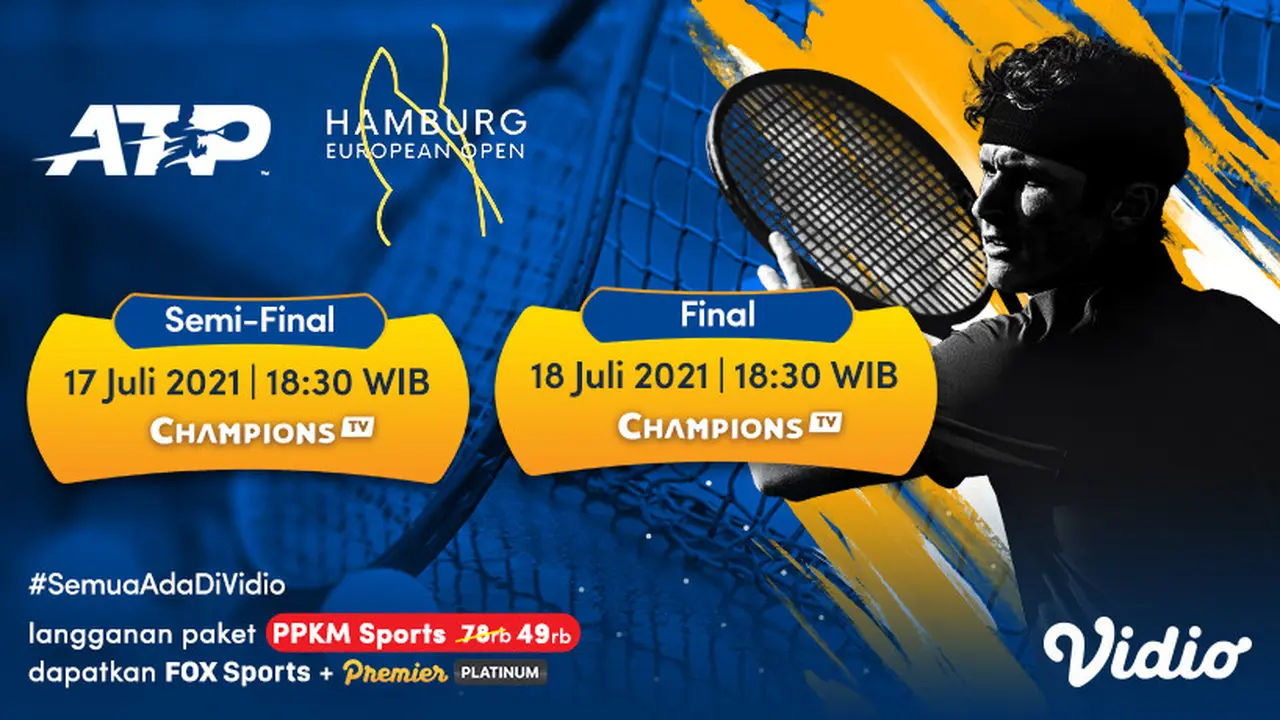 Jadwal dan Link Live Streaming ATP 500 Hamburg European Open di Vidio, 17-18 Juli 2021