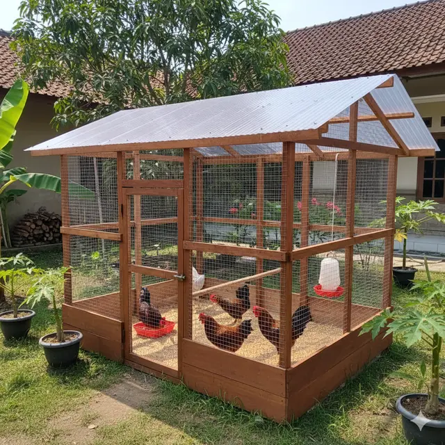 Ide kandang ternak ayam ukuran 2x2 meter di belakang rumah (Foto: Gemini AI)