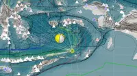Gempa Magnitudo 5,8 mengguncang wkilayah Laut Banda, Maluku, Sabtu pagi (10/5/2025), pukul 05.45.44 WIB. (Liputan6.com/ Dok BMKG)