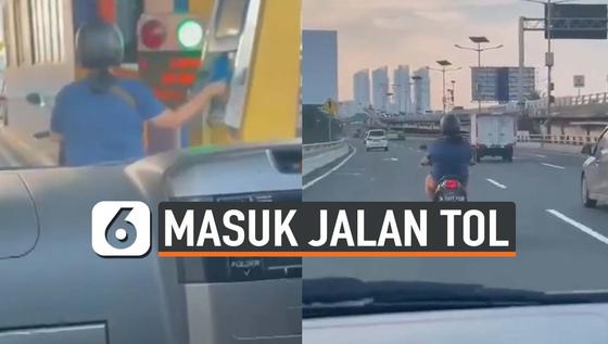 VIDEO: Viral Emak-Emak Naik Motor Masuk Jalan Tol