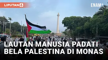Ribuan Demonstran Ramaikan Aksi Bela Palestina di Monas