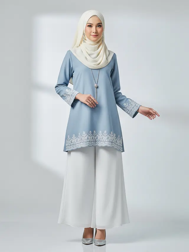 Padu Padan Baju Kurung dengan Bawahan untuk Tampil Stylish Model Celana Palazzo