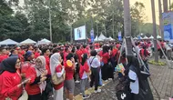 Suporter timnas Indonesia sudah menyemut di GBK jelang lawan China (Liputan6.com/Thomas)