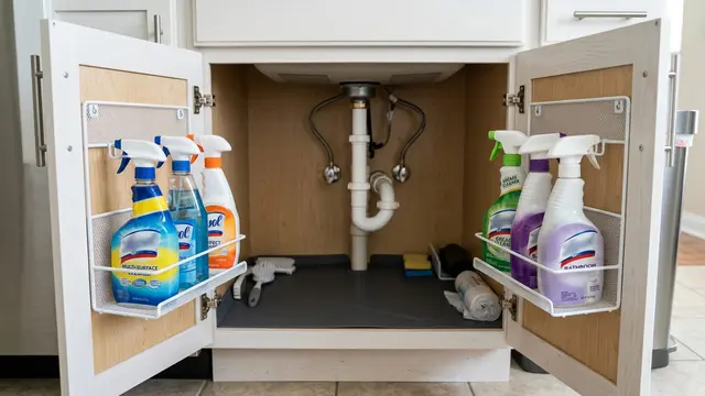 Cara Menata Area Bawah Wastafel agar Botol Pembersih Tidak Mudah Tumpah