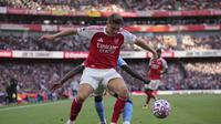 Aksi penyerang Arsenal Viktor Gyokeres di laga lawan Manchester City di pekan kelima Liga Inggris 2025/2026 di Emirates Stadium, Minggu (21/09/2025) malam WIB.