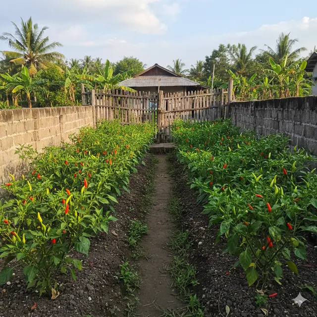 Kebun cabai lahan sempit (Foto: Gemini AI)